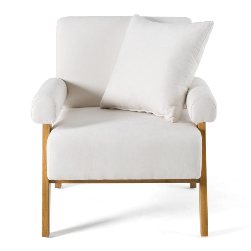 Modrest Cynthia Modern White Fabric & Wood Accent Chair