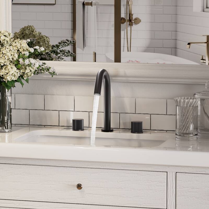 Deck Mounted 8 Inch Widespread Double-Handle Bathroom Faucet