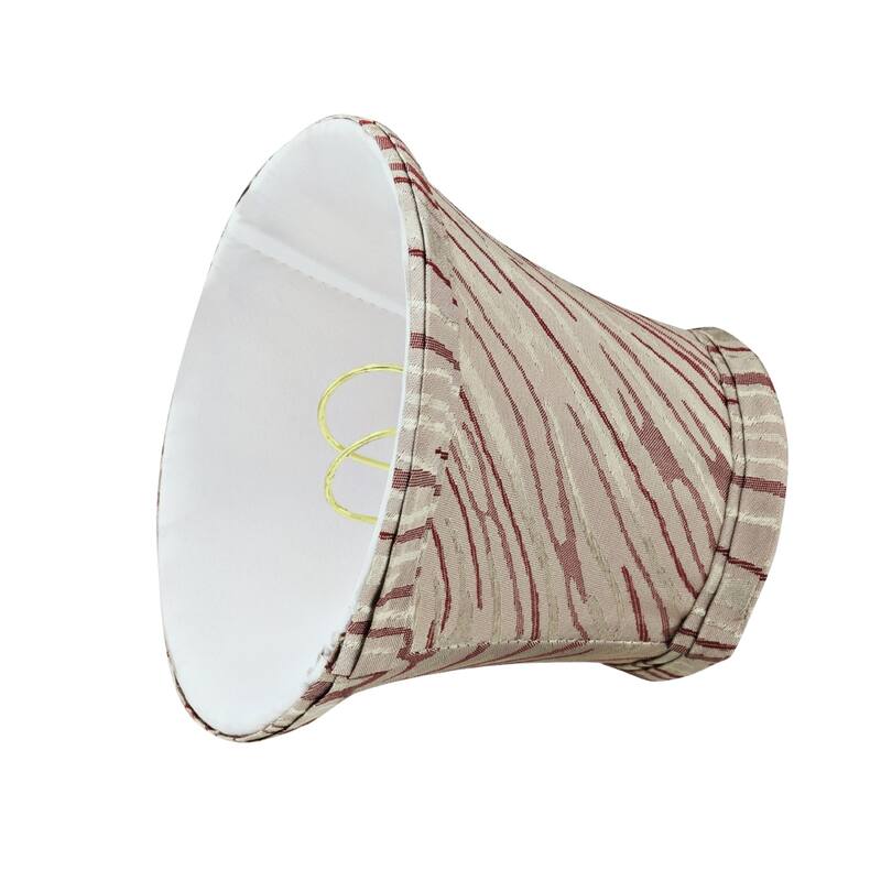 Aspen Creative Bell Chandelier Clip-On Lamp Shade (2 Pack), Off White with Red Striping, (3" x 5" x 4" )