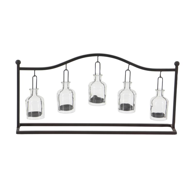 Multi Colored or Black Metal Hanging Bottle Decorative Indoor Outdoor Candle Lantern
