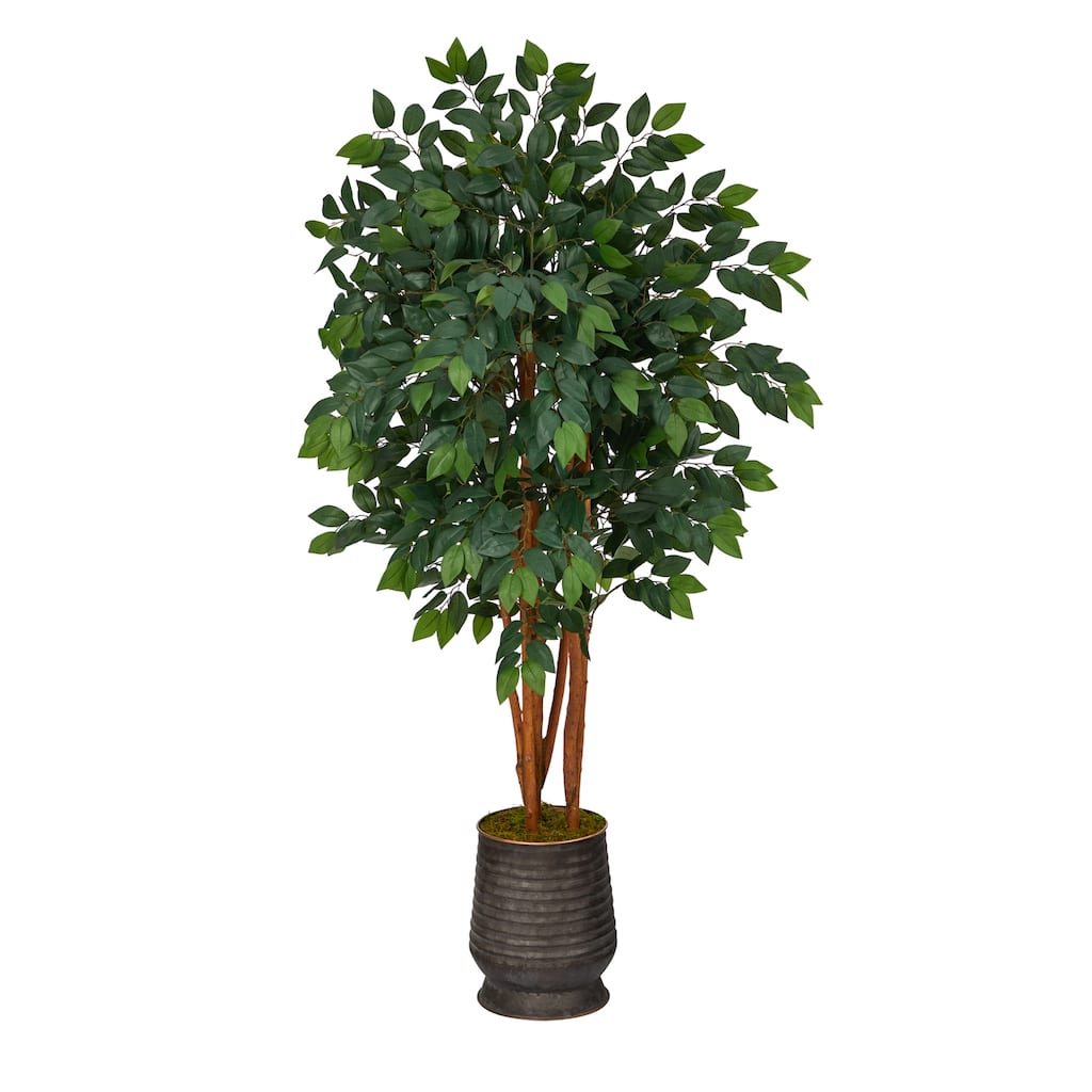 57" Artificial Tree in Metal Planter - Coastal Cottage Indoor Decor - Green - 51-60 Inches