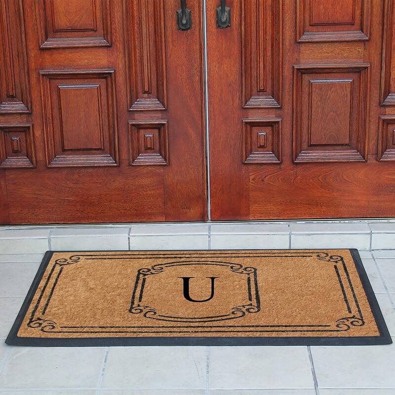 A1HC Natural Coir Monogrammed Door Mat For Front Door, 30"x48"