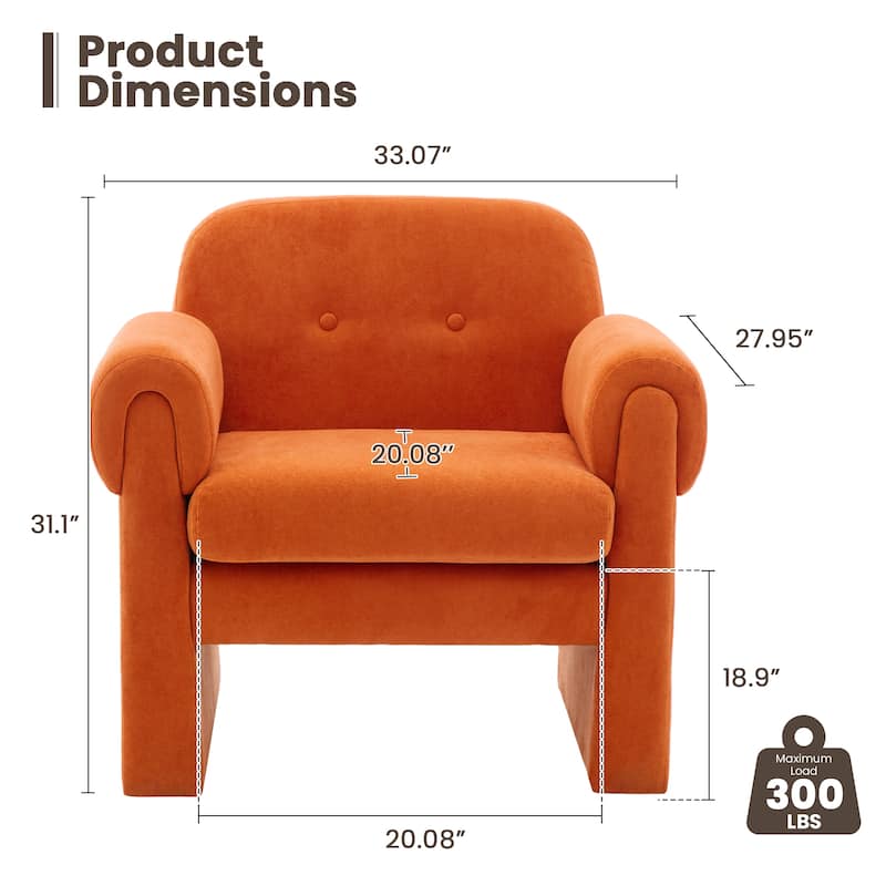 Modern Cloud Velvet Accent Chair with Removable Cushion for Living Room