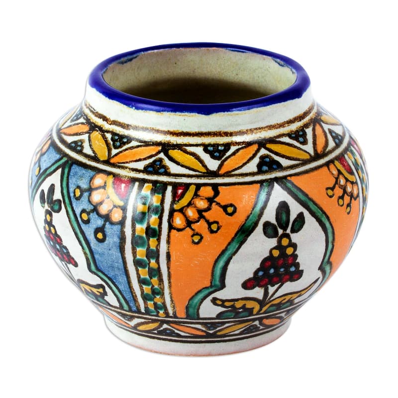 Novica Handmade Desert Fruits Ceramic Flower Pot