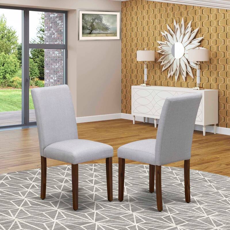 Dining Chairs Set of 2 with Linen Fabric, Grey Seat, Wood Construction, Elegant Accent - 17.2