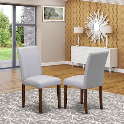 Dining Chairs Set of 2 with Linen Fabric, Grey Seat, Wood Construction, Elegant Accent - 17.2