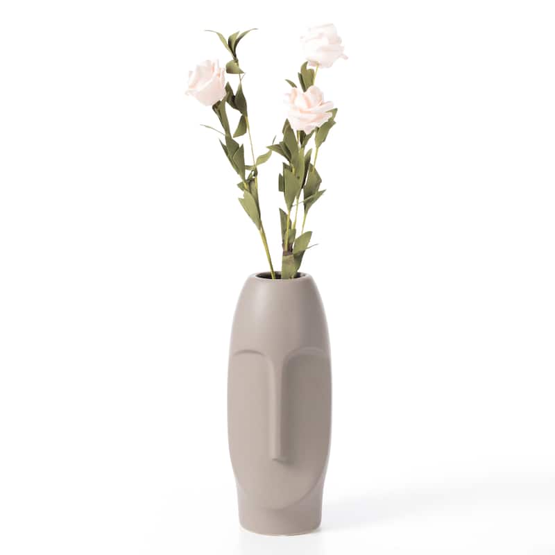 9.5" H Decorative Ceramic Abstract Face Modern Statue Sculpture Flower Centerpiece Vase