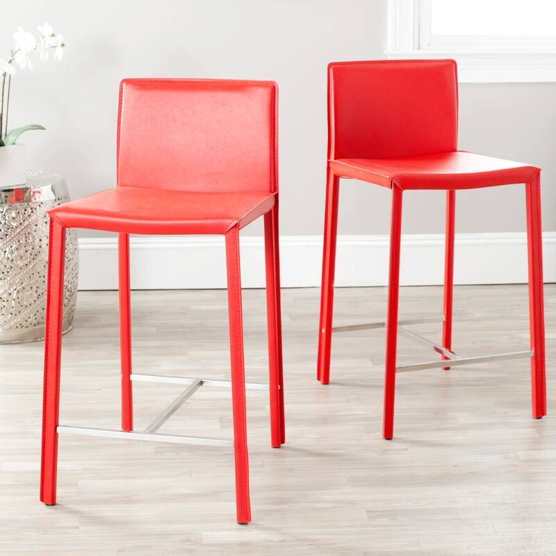 SAFAVIEH Jeraldine Mid-Century 26-inch Ave White Counter Stool (Set of 2) - 18.3" x 19.7" x 35.4" - 18Wx20Dx35H