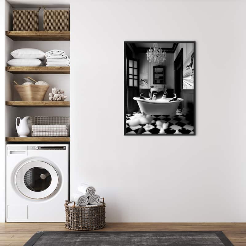 Penguin Spa Day by Niky Rahner Framed Canvas Wall Art