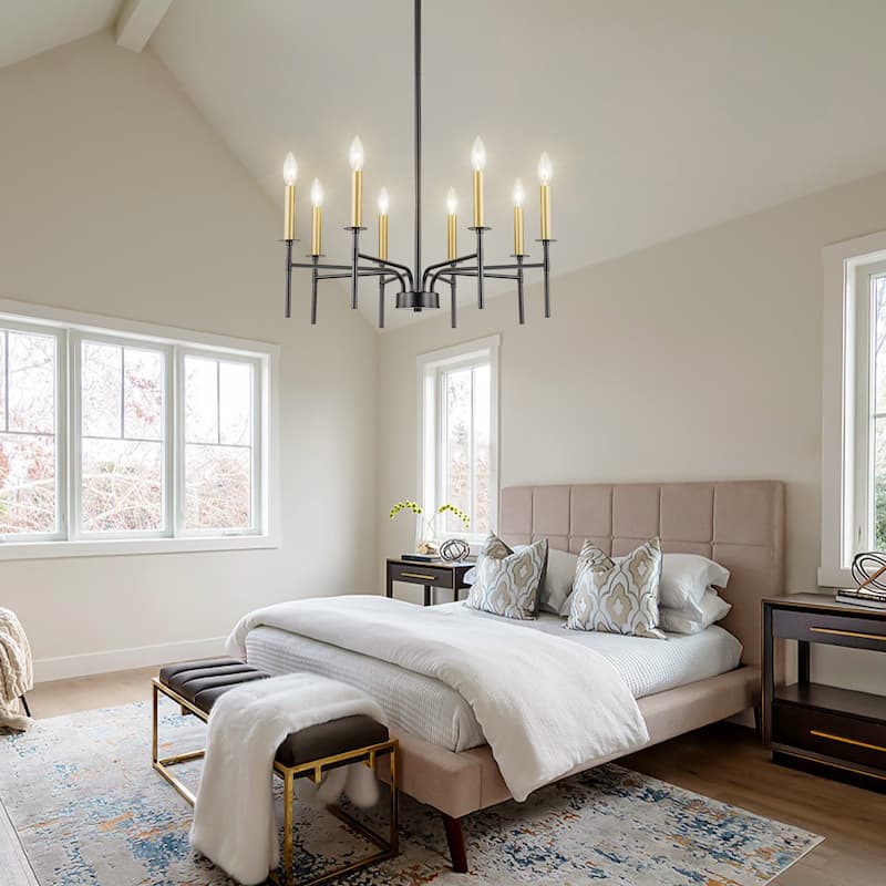 Starsky 8-Light 27'' Traditional Classic Candle Farmhouse Chandelier