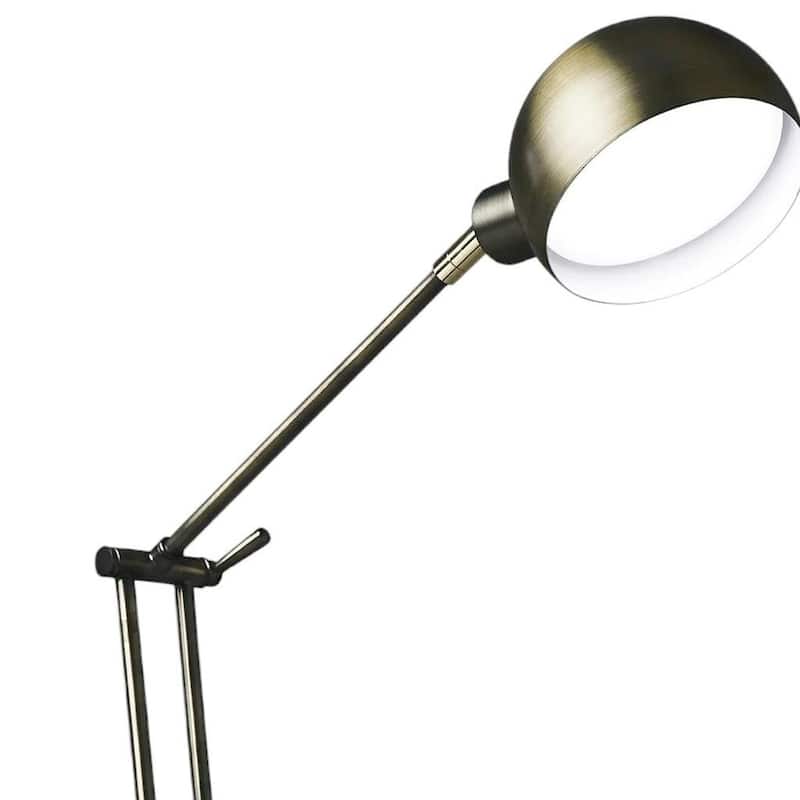 HomeRoots 18" Antiqued Bronze Adjustable Swing Arm Desk Lamp USB With Antiqued Bronze Shade
