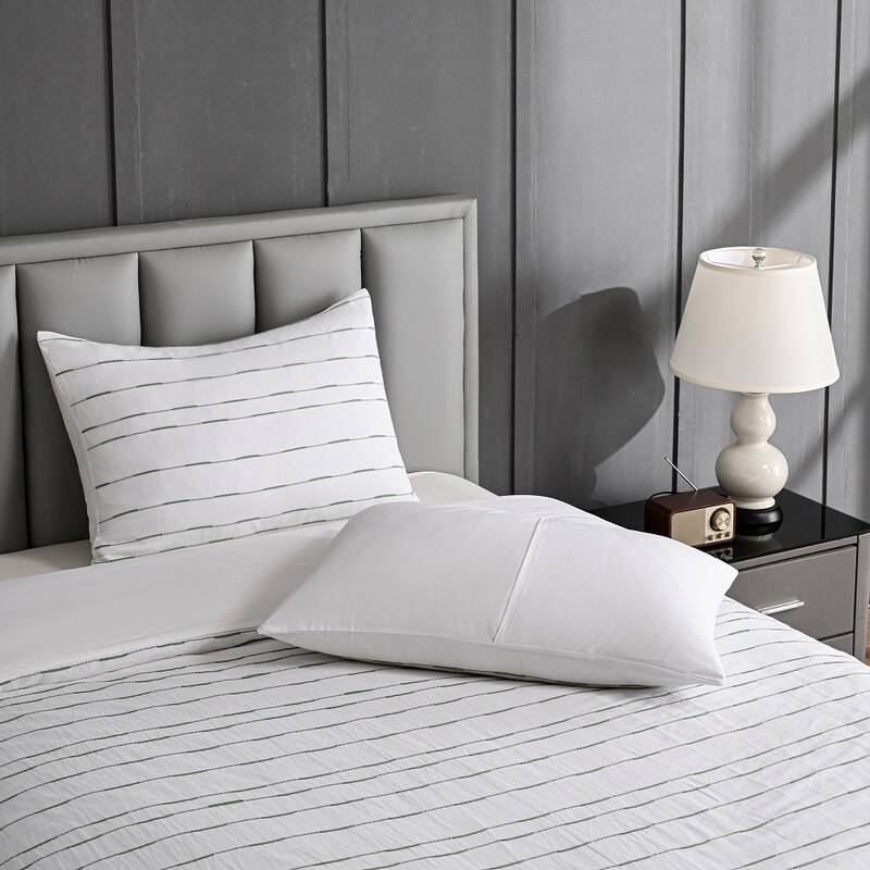 WHOLINENS Washed Cotton Yarn Dyed Stripe Duvet Cover Set 3Pcs