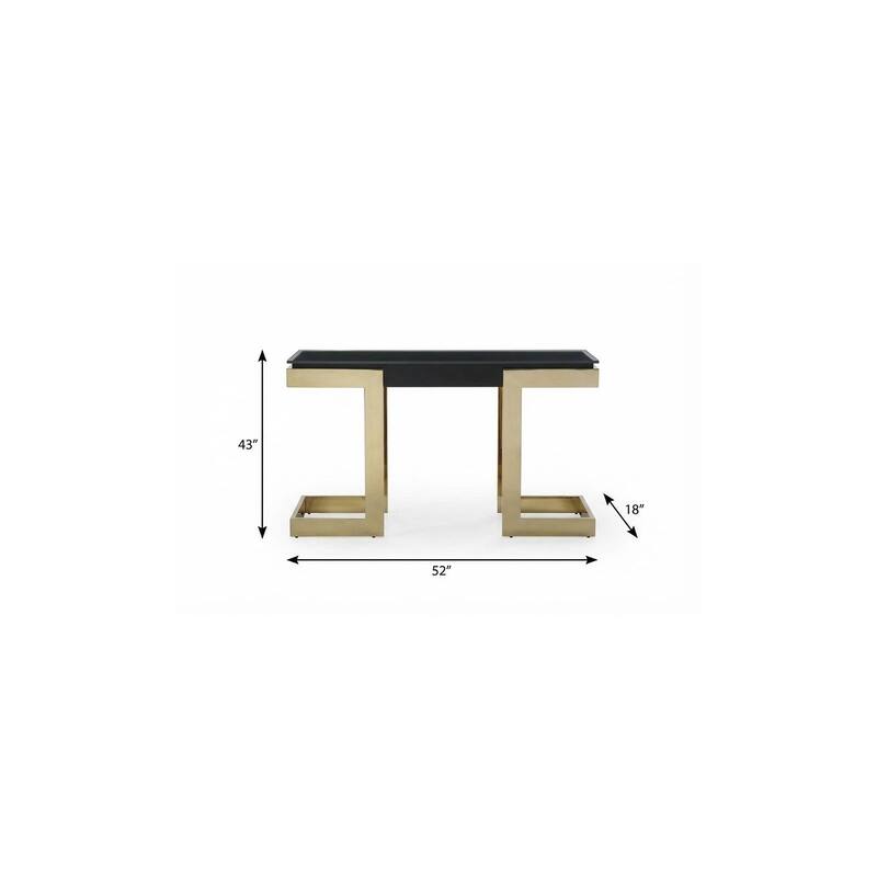 HomeRoots 52" Black and Gold Glass Pedestal Console Table - 52.00 in. x 43.00 in. x 18.00 in.