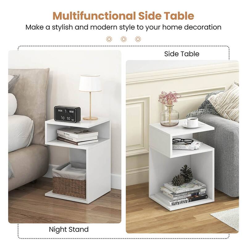 Gymax 2PCS S-Shaped Side Table for Small Space Morden End Table