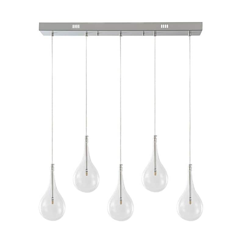 Modern Silver 5-Light Clear Balloon Glass Hanging Cluster Pendant