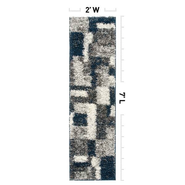 dimension image slide 2 of 3, World Rug Gallery Distressed Modern Boxes Plush Shag Area Rug