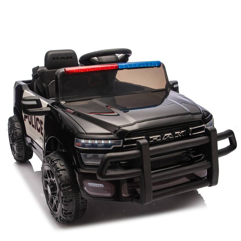 12V Kids Ride-On Truck with Police Lights & Siren, Battery Powered Electric Kids Car with Remote Control