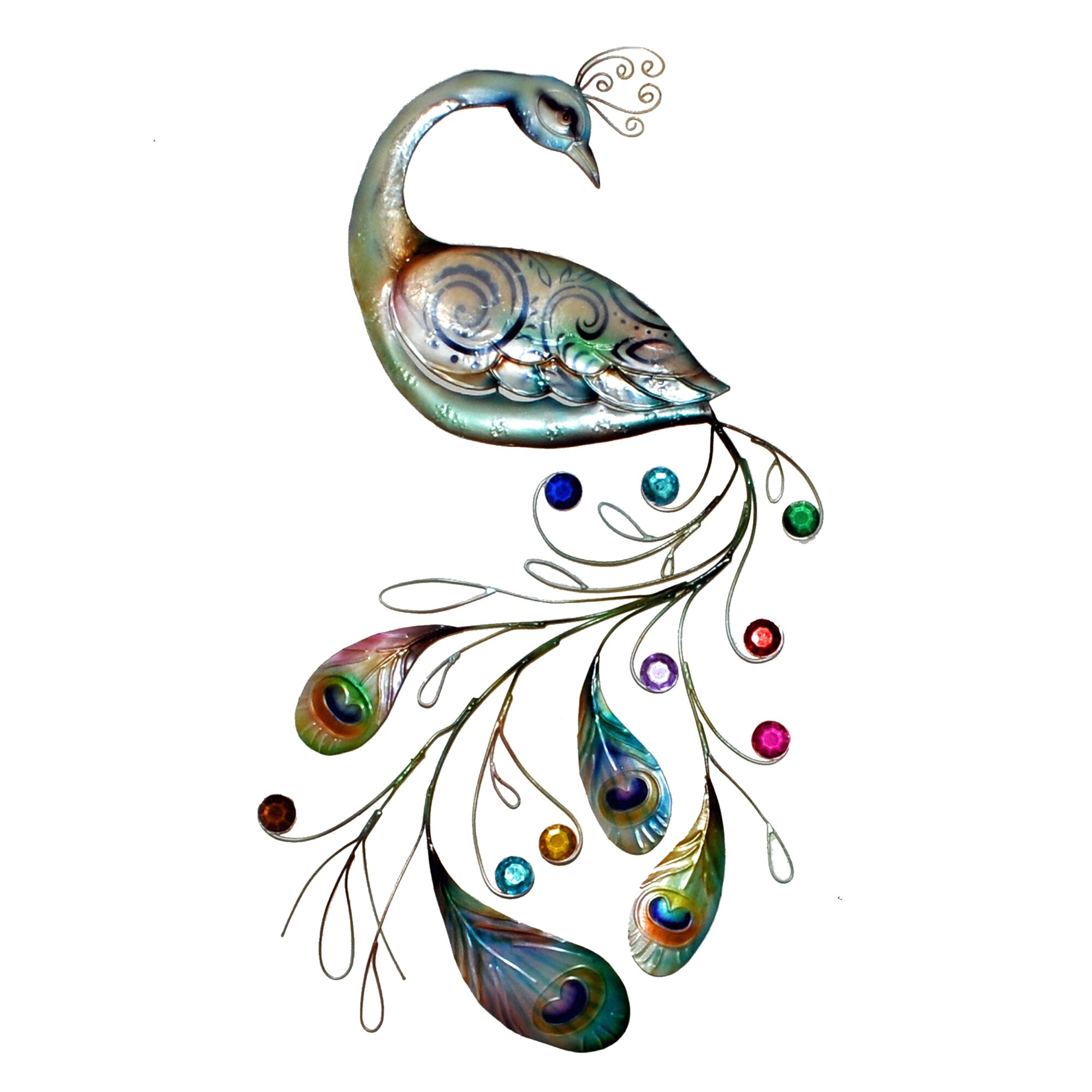 Handmade Peacock With Jewelled Tail Metal Art On Sale Overstock 11669083 Get the best deals on vintage/retro metal decorative plaques & signs. handmade peacock with jewelled tail metal art
