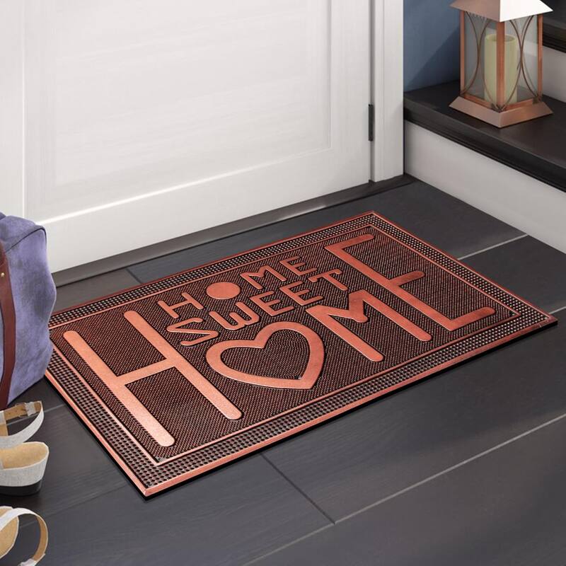 A1HC Home Sweet Home Rubber Pin Mat Heavy Duty Doormat, Copper - 24"x39"