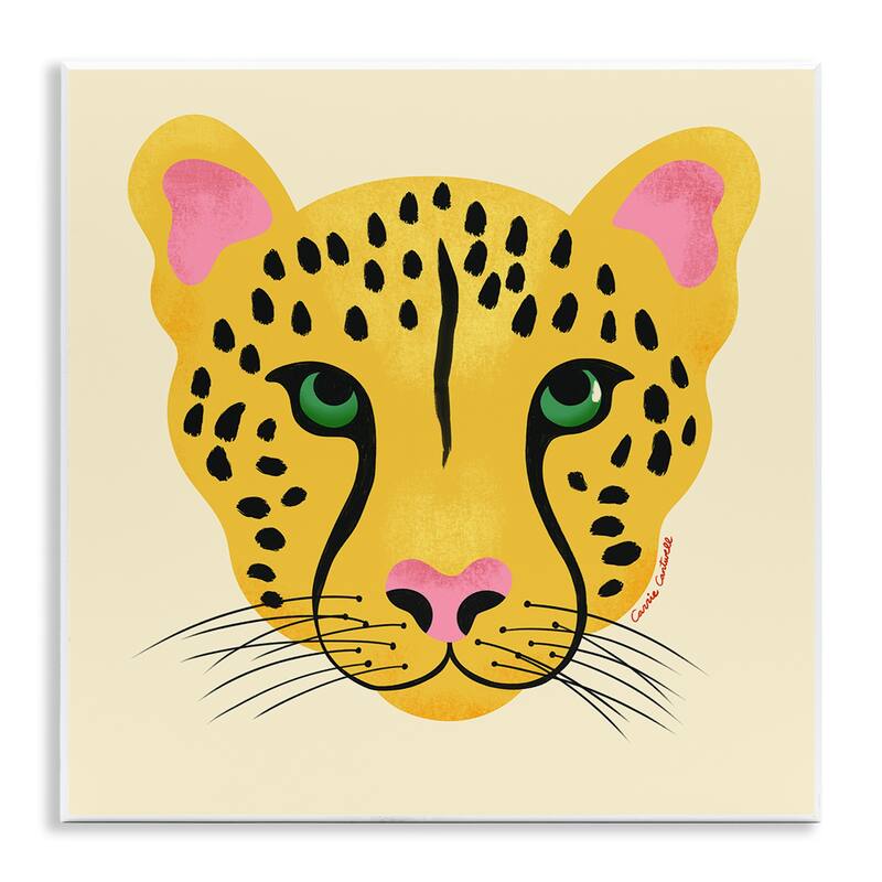 Stupell Modern Wild Cheetah Face Wall Plaque Art Design By Carrie Cantwell - 12 x 12
