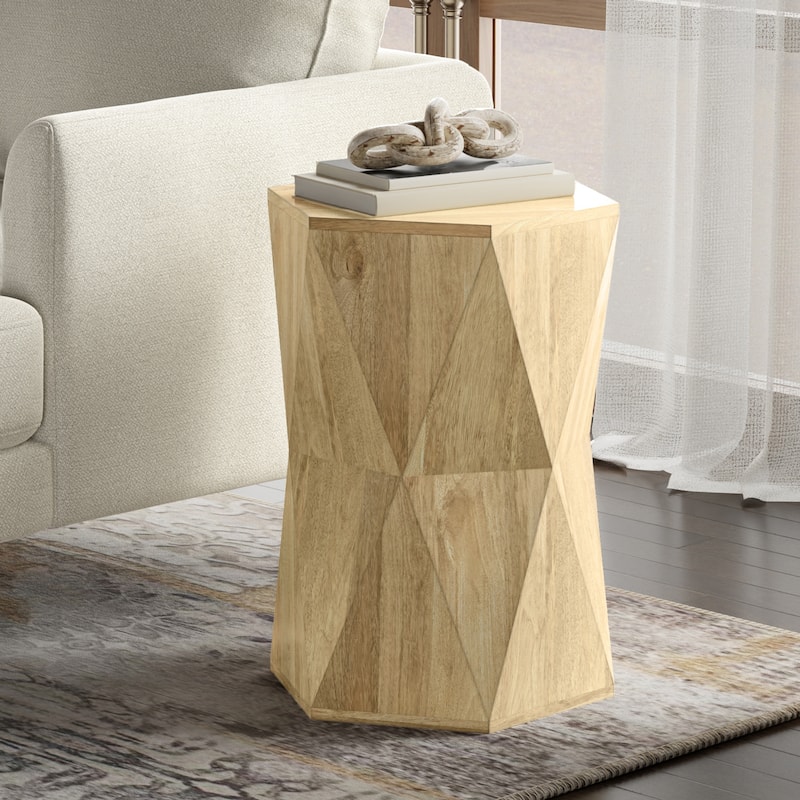 WyndenHall Jerome 16 inch Wide Solid Mango Contemporary End Table & Fully Assembled - 16"W x 16"D x 22"H - Natural