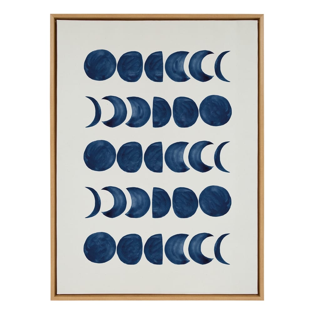 Kate and Laurel Sylvie Moon Phases Framed Canvas by Teju Reval of SnazzyHues