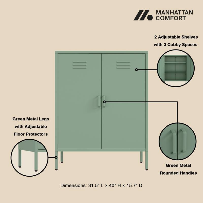 Manhattan Comfort Naomi 2-Piece Metal Storage Cabinets