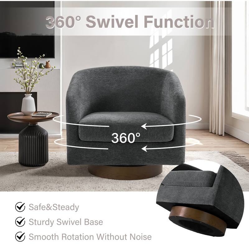 31.1'' W Modern Barrel Swivel Accent Chair