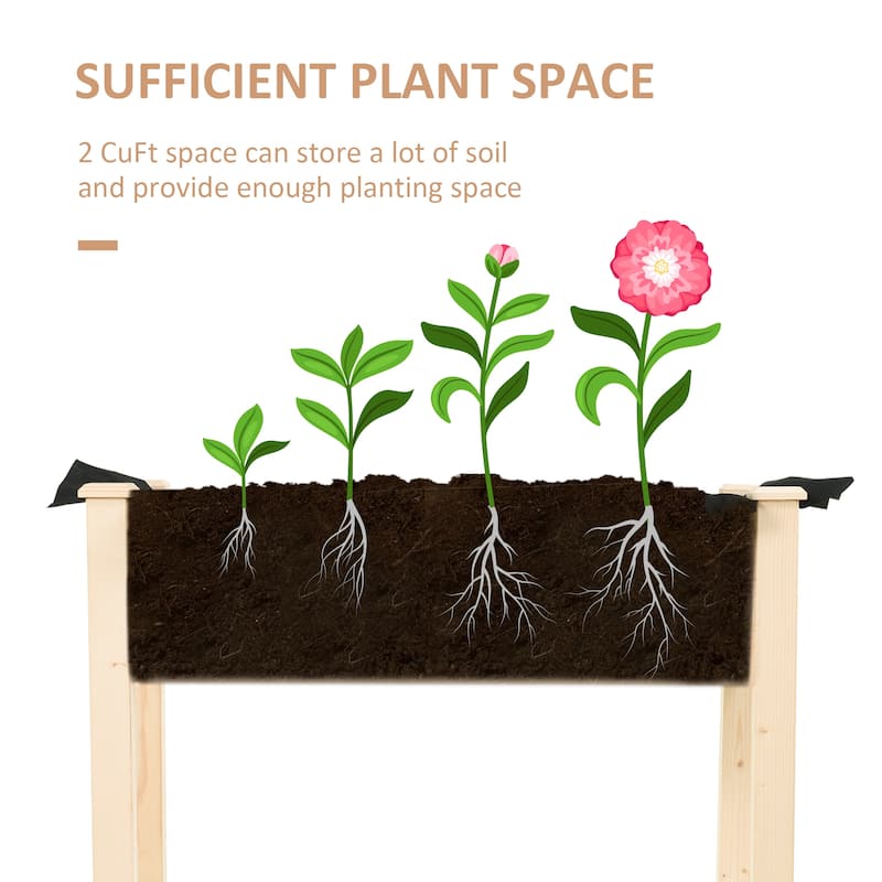 Outsunny 2.8 ft. x 18" Raised Garden Bed Wooden Planter Box for Limited Spaces
