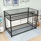 preview thumbnail 4 of 6, Twin over Twin Size Metal Bunk Bed Frame with Safety Guard Rails, Heavy Duty Space-Saving Design