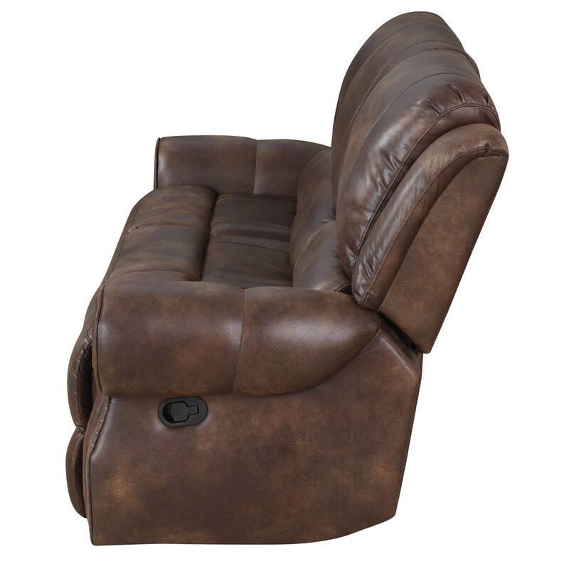 Steve Silver Saddle Brown Faux Leather Manual Reclining Sofa