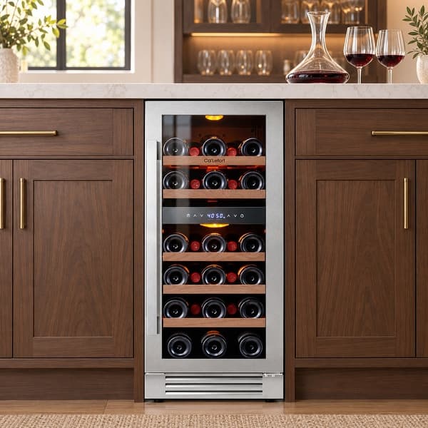 slide 2 of 24, Ca'Lefort 15 inch 28 Bottle Built-in Dual Zone Wine Cooler Refrigerator