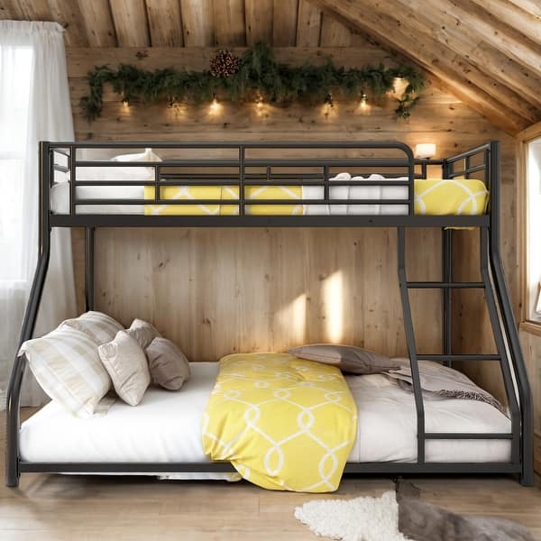 slide 2 of 12, Twin XL Over Queen Metal Bunk Bed, Black Black