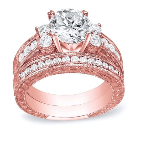 Auriya 14k Gold 2ctw Vintage Diamond Engagement Ring Set