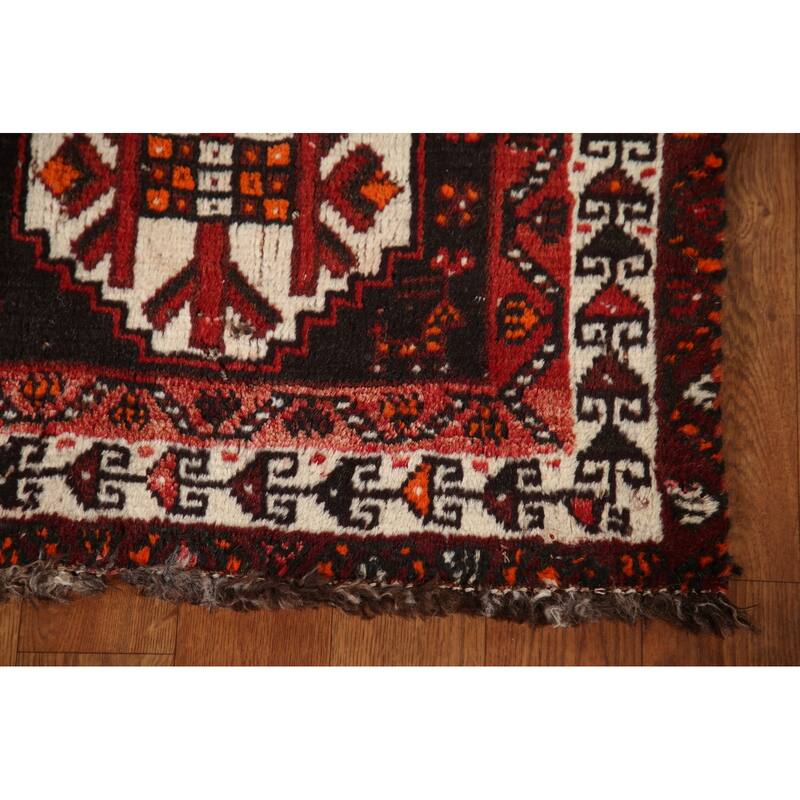 Vegetable Dye Qashqai Persian Vintage Rug Hand-knotted Wool Carpet - 3'6"x 5'3"