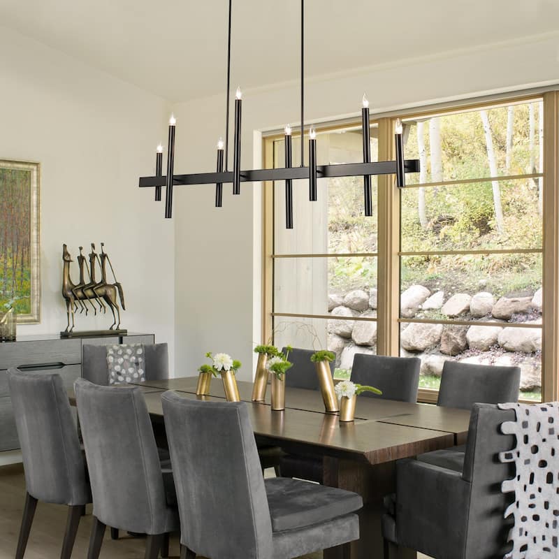 8-Light Modern Linear Candlestick Chandelier Kitchen Island Pendant Lighting
