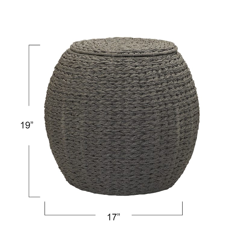 Household Essentials Handwoven Barrel Wicker Storage Basket Side Table - 17.0"L x 17.0"W x 19.0"H