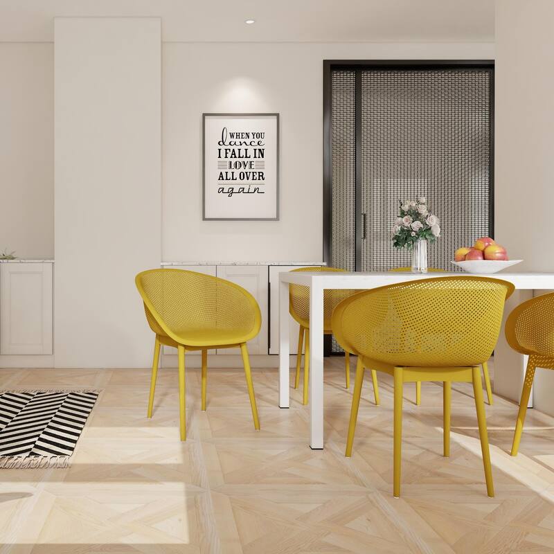 Indoor/Outdoor PP Plastic Seating - Yellowish-Brown