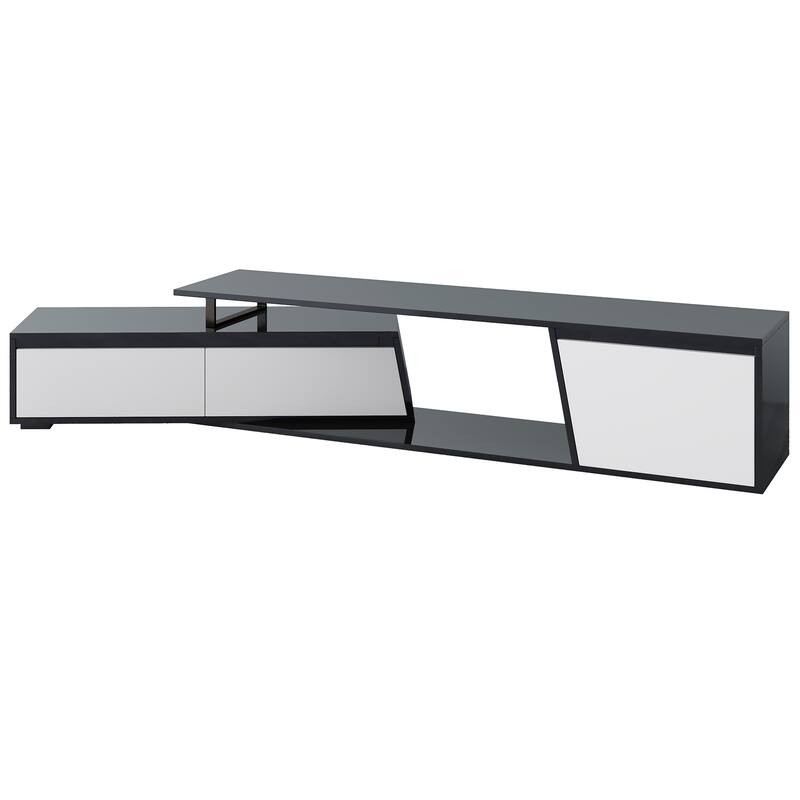 Minimalist Rectangle Extendable TV Stand, TV Cabinet with 2 Drawers and 1 Cabinet