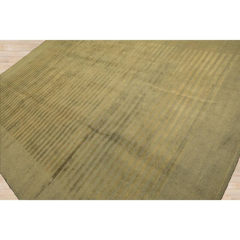 8'5''x11'10'' Hand Knotted Wool Olive Tibetan Modern & Contemporary Ribbed Rug - 8' 5'' x 11' 10''