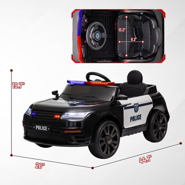 dimension image slide 0 of 2, 12V Kids Ride-On Electric Car with Remote, Spring Suspension & Interactive Features - Black