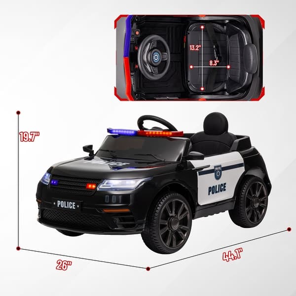 Qaba 12V Kids Ride on Police Car, Battery Powerd Electric Car for Kids with 7AH Big Battery, Remote Control, Black