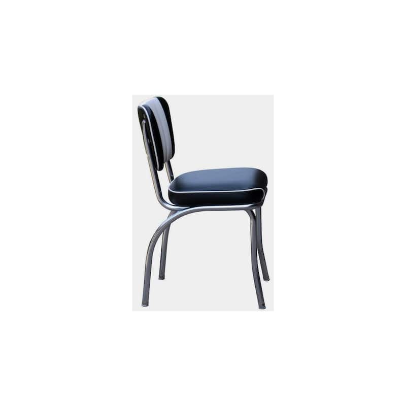 Diner Chair Retro Style Chrome Frame Vinyl Seat - Black White - Restaurant Kitchen Bar - 31.5