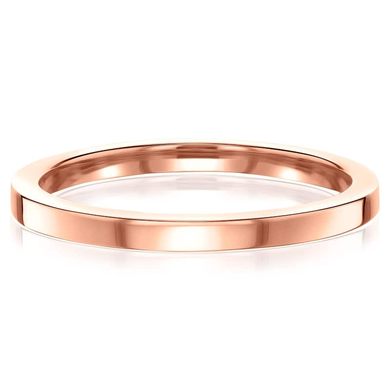 Kobelli 14k Solid Gold Plain 2mm Cigar Band Havana Ring - 4.5 - Rose