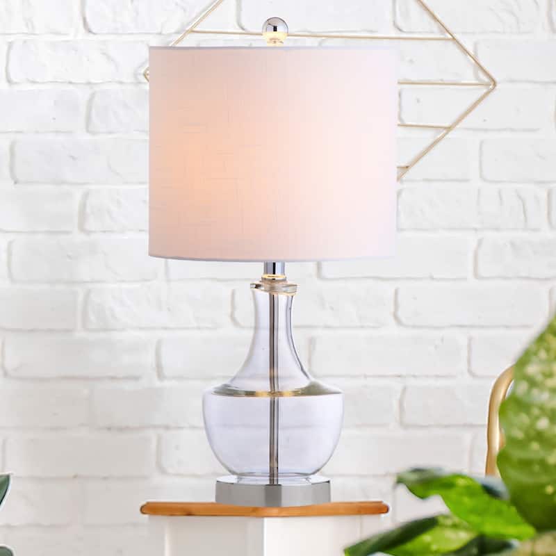 Colette 20" Mini Glass LED Table Lamp, Silver by JONATHAN Y - One - Clear