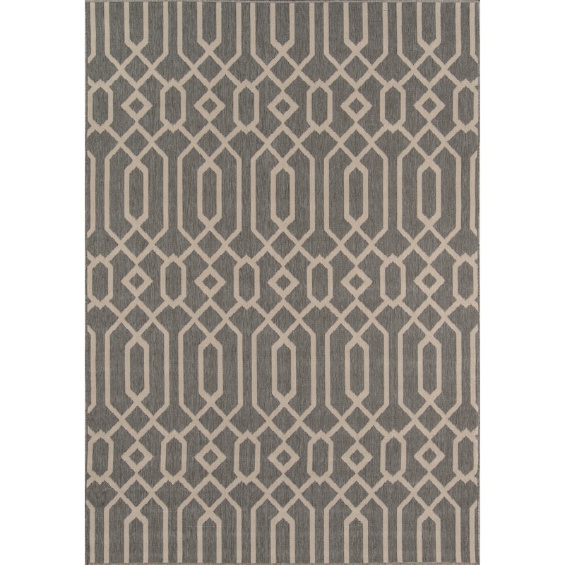 Momeni Baja Links Geometric Trellis Outdoor Area Rug - 1'8" x 3'7" - Grey