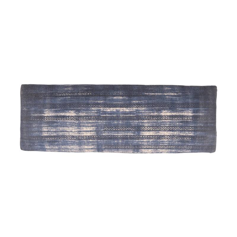 HomeRoots 47" Blue And Cream Abstract Design Blue Leg Upholstered Bench - 47 x 18 x 16
