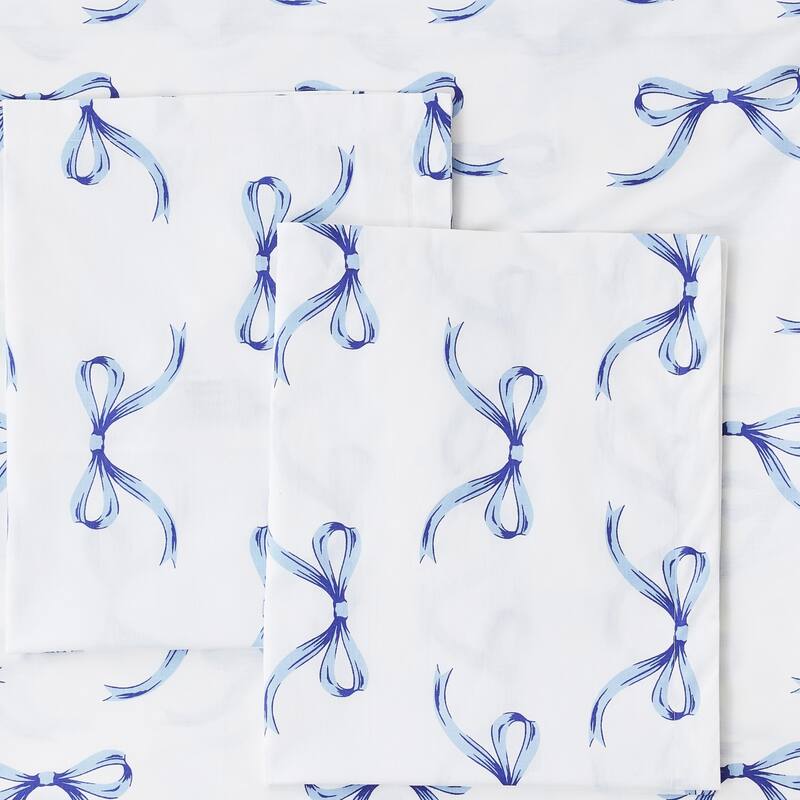 Gentle Ribbons Cotton Duvet Set Blue