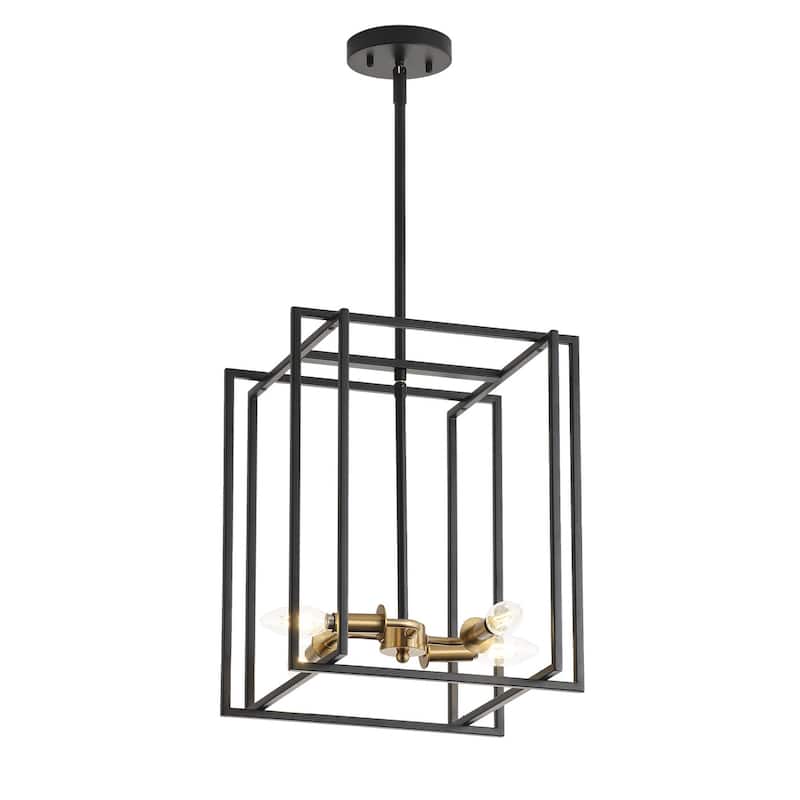 4-Lights Dimmable Skeleton Square Shape Creative Adjustable Pendant Lighting - 13"D×4.7"W×87.7"H (Adjustable)