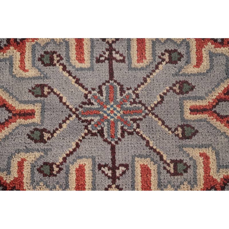 Gray Geometric Heriz-Serapi Accent Rug Hand-Knotted Wool Carpet - 4'1"x 5'9"